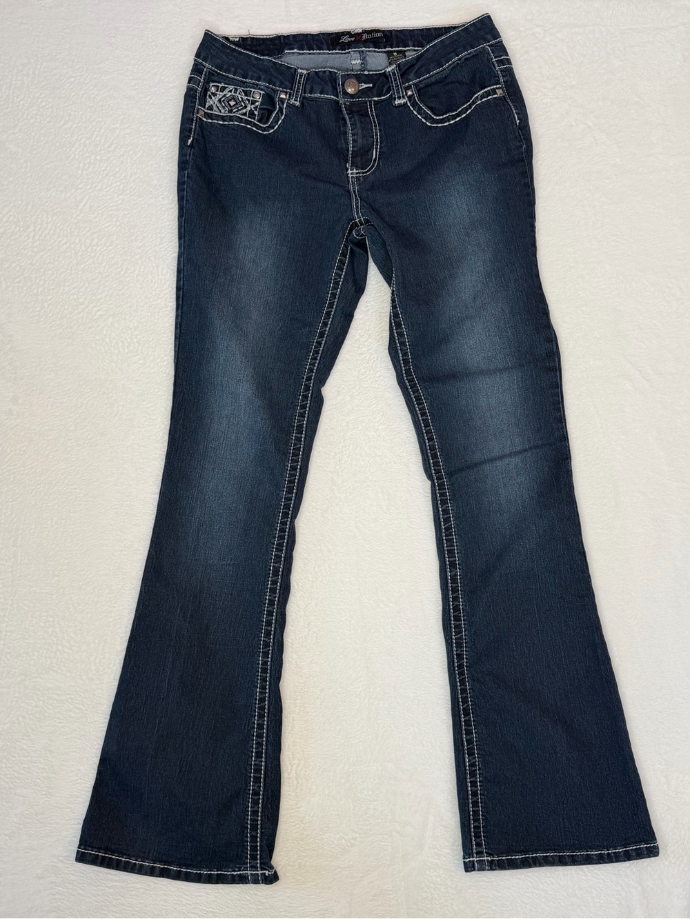 Love Nation Dark Blue Jeans with Gold & Silver Embellishment - Picture 2 of 8